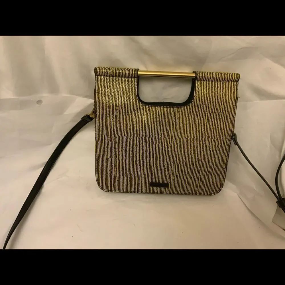 Fossil Whip bag Genuine Leather Purse Green Black Removable  Handles rare
